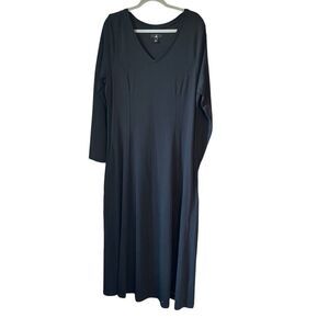 Jason Wu Long Sleeve Maxi Dress Black Cotton Blend Sz Large